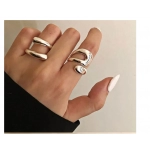 925 Sterling Silver Smooth Rings For Women hollow out chain Jewelry Beautiful Finger Open Rings For Party Birthday Gift