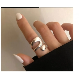 925 Sterling Silver Smooth Rings For Women hollow out chain Jewelry Beautiful Finger Open Rings For Party Birthday Gift