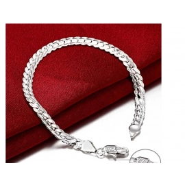 Nice 925 Sterling Silver 6mm Side Chain Bracelets For Woman Men Fashion Wedding Engagement Jewelry Gift