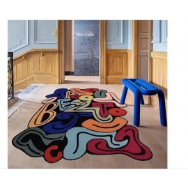 Geometric Irregular Carpet Abstract Pattern Indoor Non-Slip Washable Crystal Pile Rug for Living Room Bedroom Home Decorations