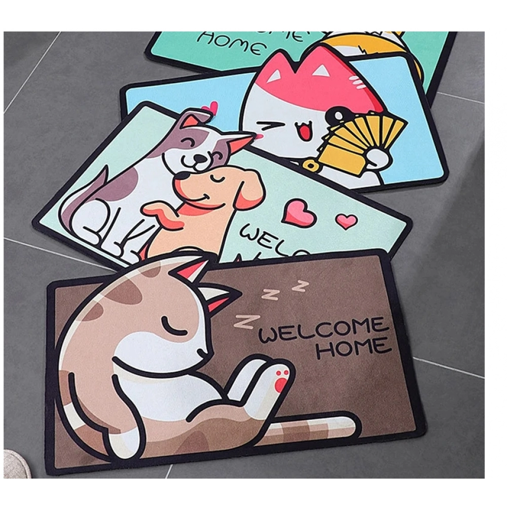 Cartoon Door Mat Welcome Entrance Rugs for Home Small Carpet for Bedroom Bathroom Floor Doormats Non-Slip Pet Pads Room Decor