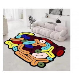 Geometric Irregular Carpet Abstract Pattern Indoor Non-Slip Washable Crystal Pile Rug for Living Room Bedroom Home Decorations