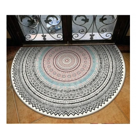 Retro Semi-circular Entrance Door Mat Household Bathroom Shower Bath Rug Water Absorb Floor Mats Vintage Carpet for Living Room