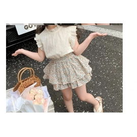 Girls' Suit Summer 2024 New Children's Summer Dress Baby Girl Fashionable Children's Top+Skirt Two-Piece Set