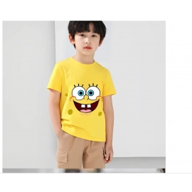 SpongeBobs SquarePants Children Clothing Anime Summer Short Sleeve Cute Patrick Star Clothes Cotton T-shirt Cartoon Kids Tops