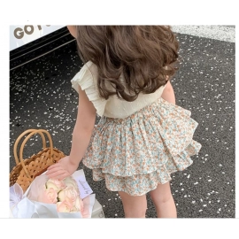 Girls' Suit Summer 2024 New Children's Summer Dress Baby Girl Fashionable Children's Top+Skirt Two-Piece Set